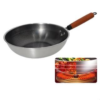 Terlaris- Sinda Wajan Wok Gagang Kayu Stainless Steel / Wajan Wok Tebal Masak