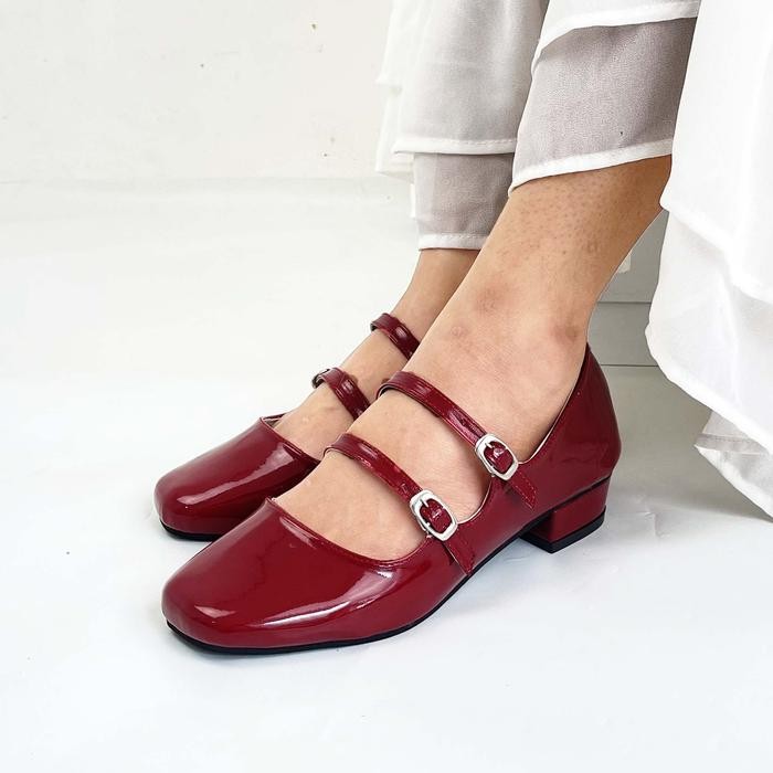 JTTOP" CLARISSE DIVA SEPATU MARY JANE HEELS 3CM GLOSSY WANITA SHOES HAK TAHU PANSUS SEKOLAH SLIP