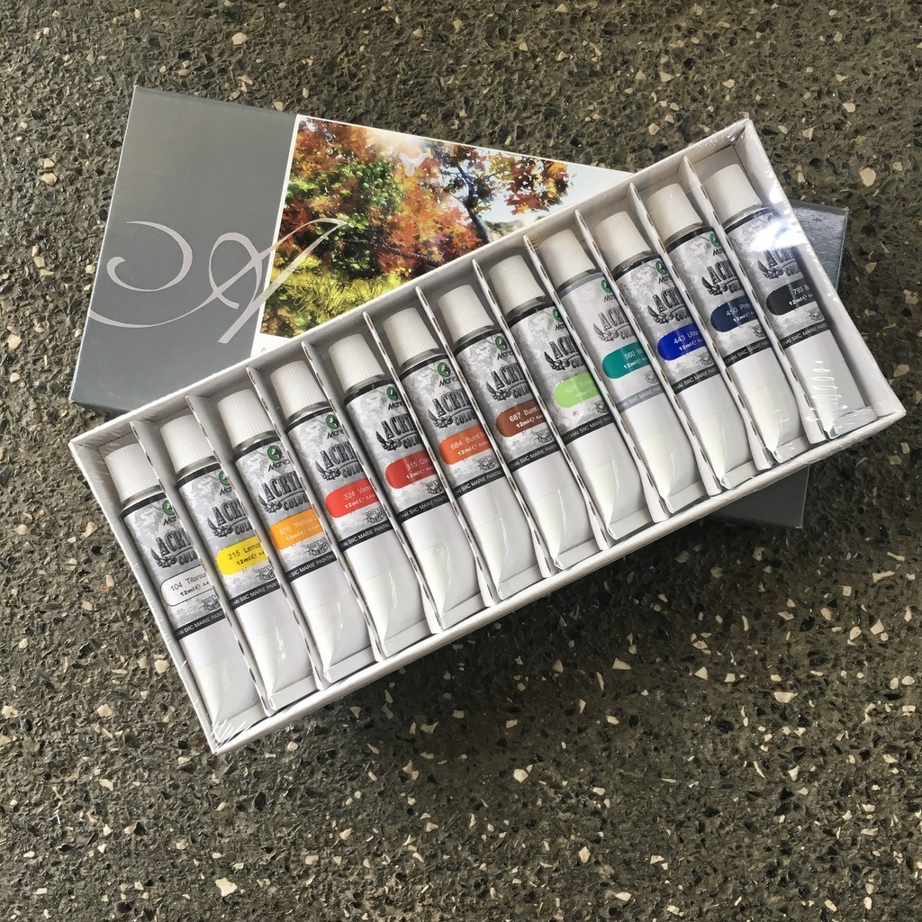

Cat Lukis Akrilik Maries Acrylic Colour Set 12 Warna x 12 ml Series - Marie's 12x12ml Kanvas Paint