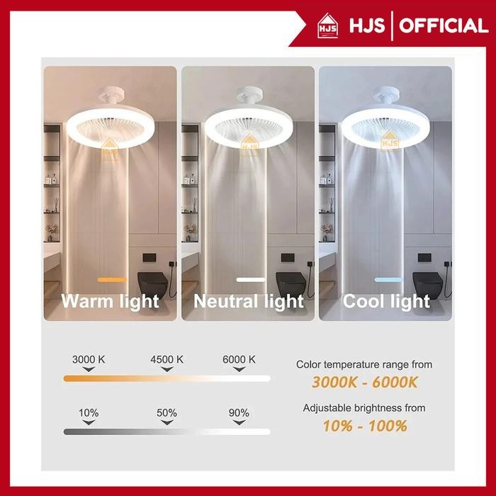 JTTOP" [HJS] LAMPU KIPAS ANGIN AC 50 WATT LAMPU PLAFON REMOTE CONTROL LED LAMPU KIPAS LAMPU REMOTE