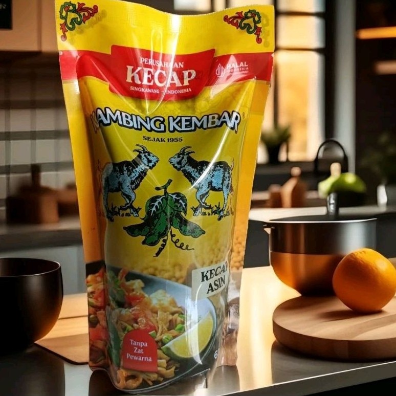 

kecap asin kambing kembar pouch refill/refil 620ml