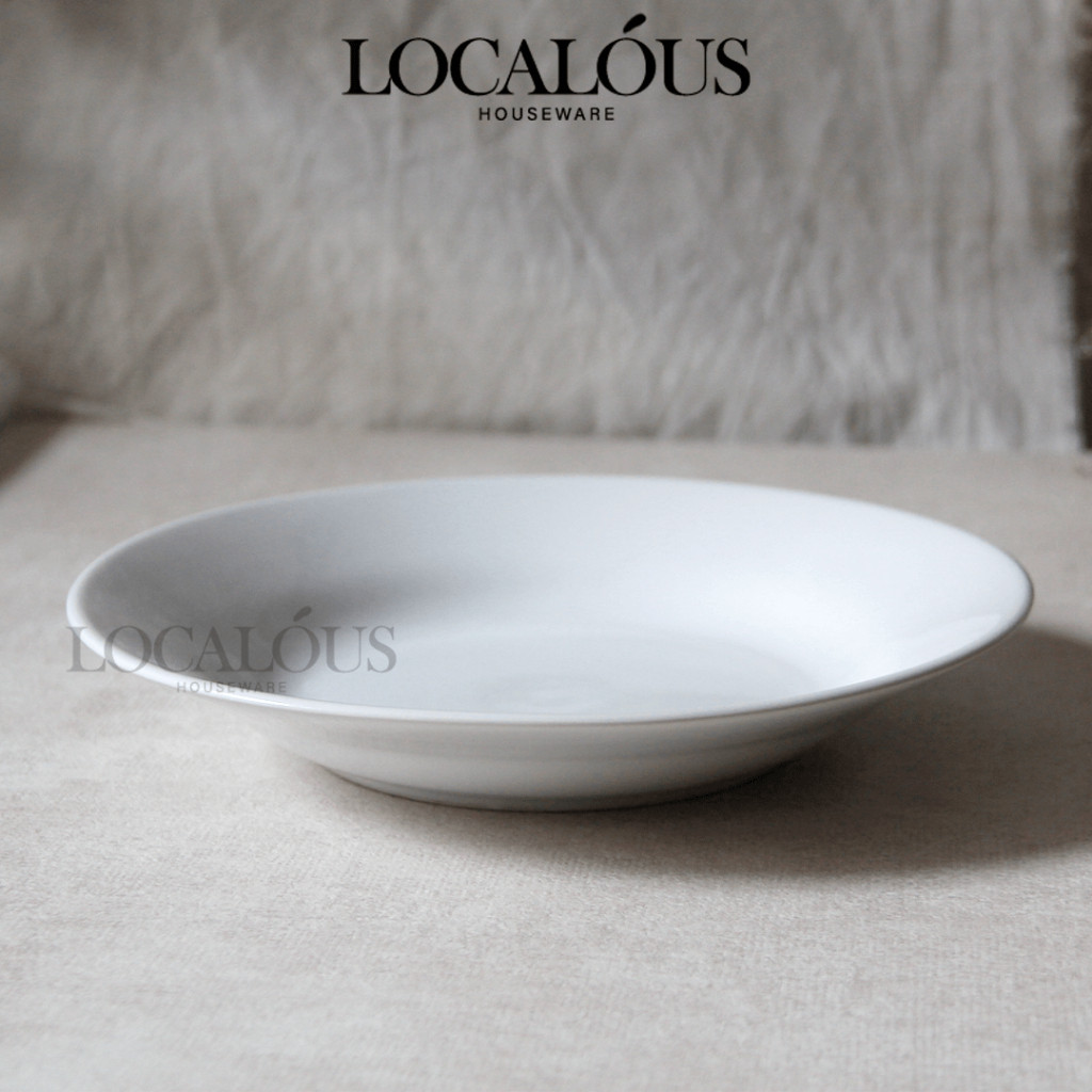 1 Lusin Piring Makan Keramik Putih Polos Sunbird 9 Inch 23Cm