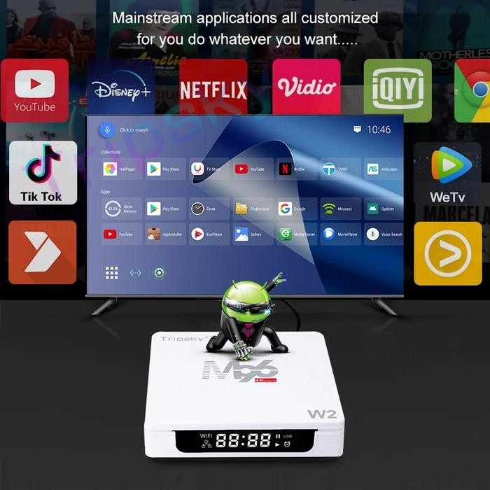 M96 tv box m96-w2 support bluetooth 4K android 11.0 ram 4GB