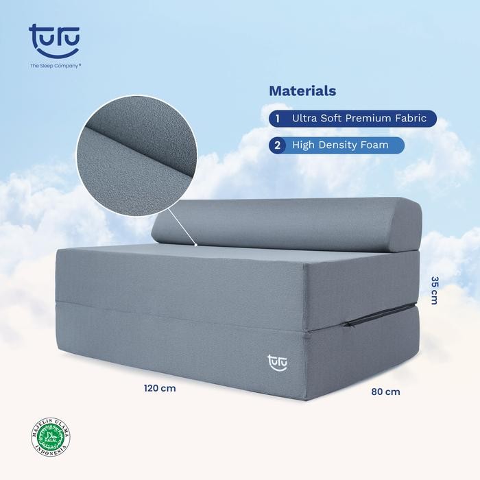 Turu Sofa Bed 2In1 Uk. 120X180 Turu Minimalis Grey / Trifold Kasur Sofa