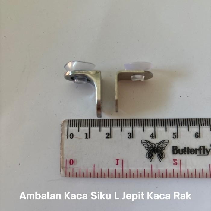 PREMIUM Ambalan Kaca Siku L Jepit Kaca Rak Meja