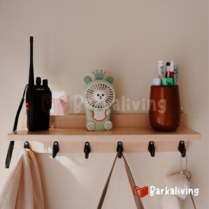 PREMIUM Gantungan Ambalan Serbaguna Rak Gantung Dinding Baju Kunci Tas Kayu