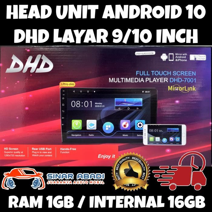 PREMIUM Head Unit Audio Mobil Android 10-inch atau 9-inch DHD-7001