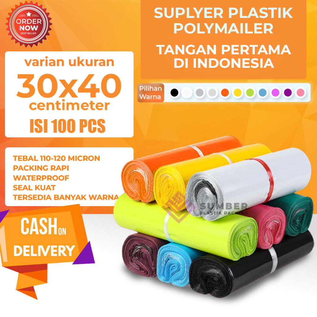 

30X40 Plastik Polymailer isi 100Pcs Plastik Packing Baju/Gamis/Kaos Plastik Polymailer Hitam Murah