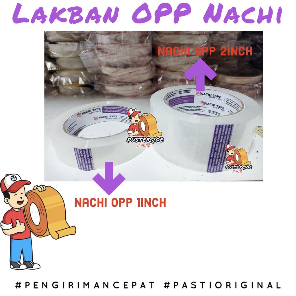 

[PER 1 DUS] Lakban OPP Nachi 1 inch 24mm 100Y / Solasi Selotip 100 YARD (1 DUS ISI 144 ROL)