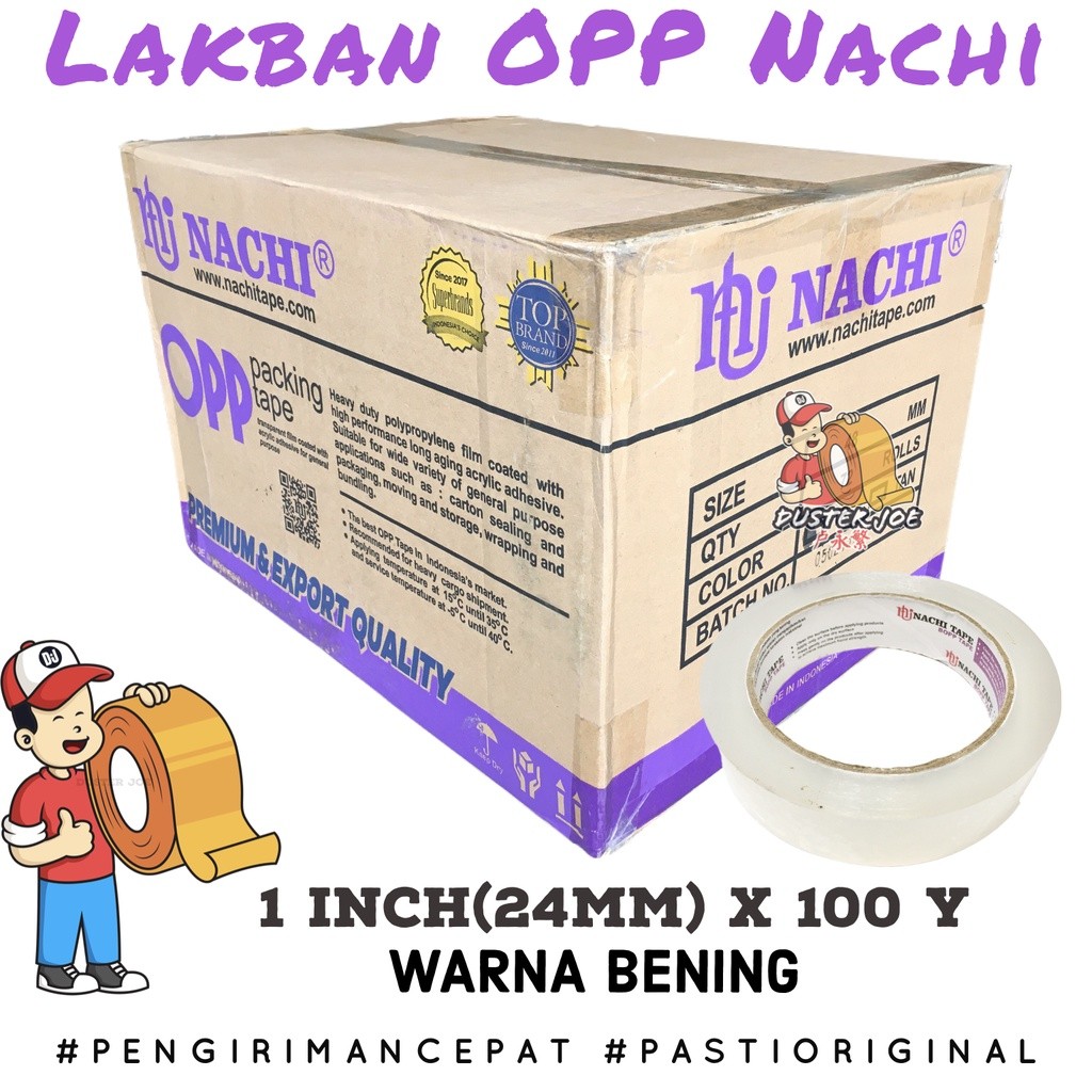 

[PER 1 DUS] Lakban OPP Nachi 1 inch 24mm 100Y / Solasi Selotip 100 YARD (1 DUS ISI 144 ROL) WE!!!