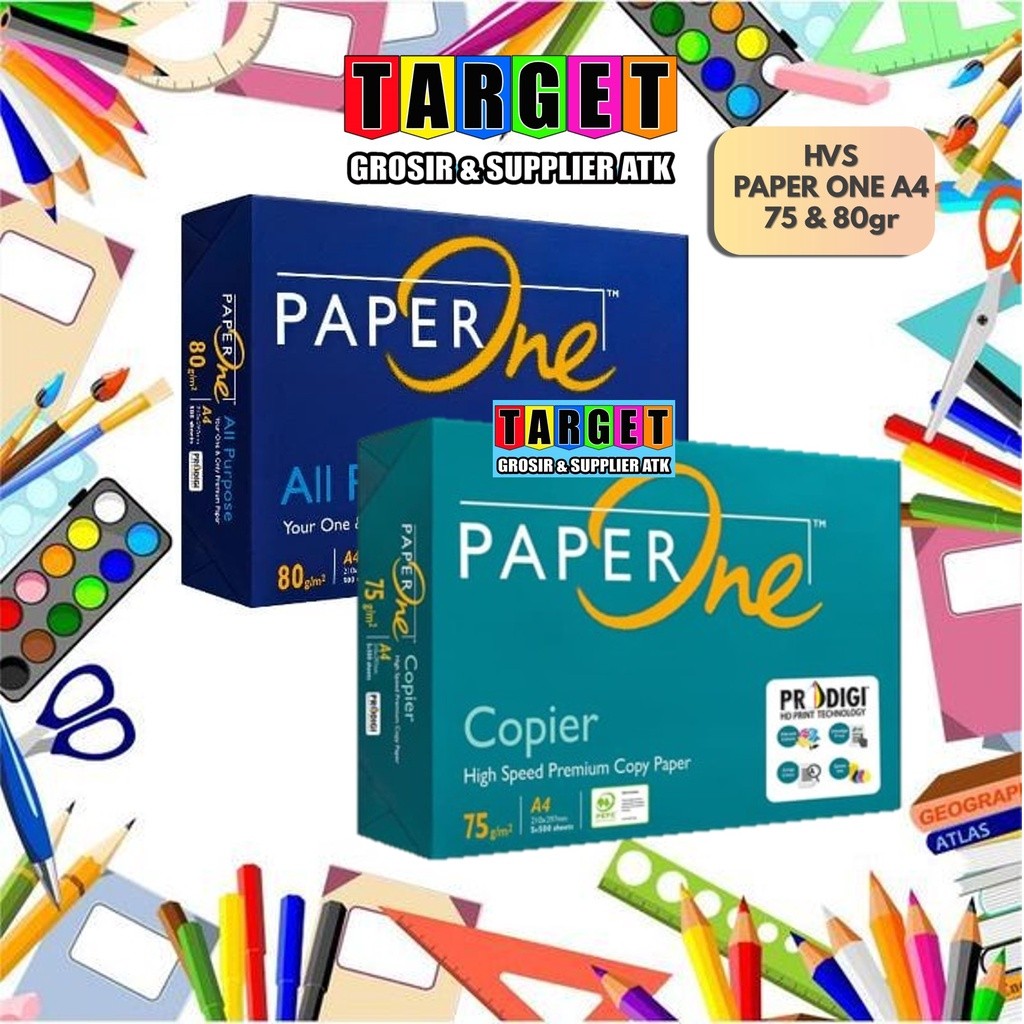 

Kertas Print Fotocopy PAPER ONE KERTAS HVS A4 / KERTAS PAPERONE 75gr 80gr gram
