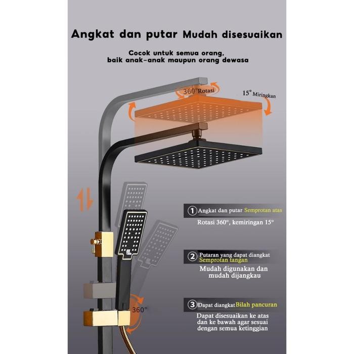 Shower Kamar Mandi 4 Dalam 1 Set Dengan Sprayer Faucet Sprayer / Black Gold Kamar Mandi Shower Set /
