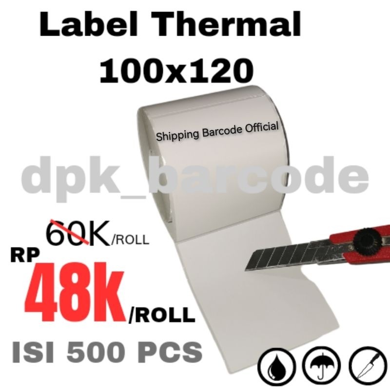 

Label Thermal 100x120 Isi 500Pcs, Kertas Thermal 100x120, Kertas Resi 100x120, Label Thermal