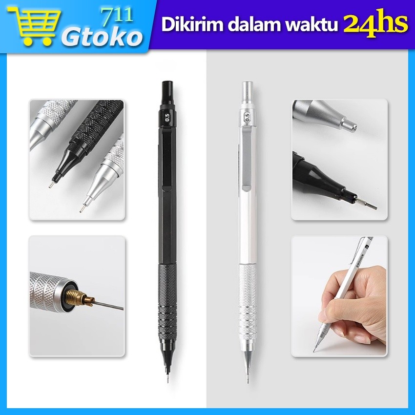 

Pensil Mekanik Metal Besi Minimalis Sekolah Kantor Mechanical Pencil 0.5mm WE!!!