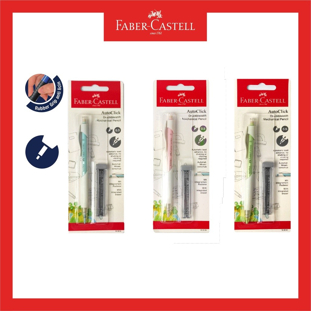 

Pensil Mekanik Faber Castell / Mechanic Pencil Auto Click White Blister / Ukuran 0.5 / Free 1 Refill