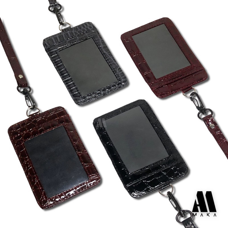 

ID CARD NAMETAG CROCO SYNTHETIC LEATHER GLOSSY / LANYARD TALI NAME TAG / KALUNG KARTU NAMA /