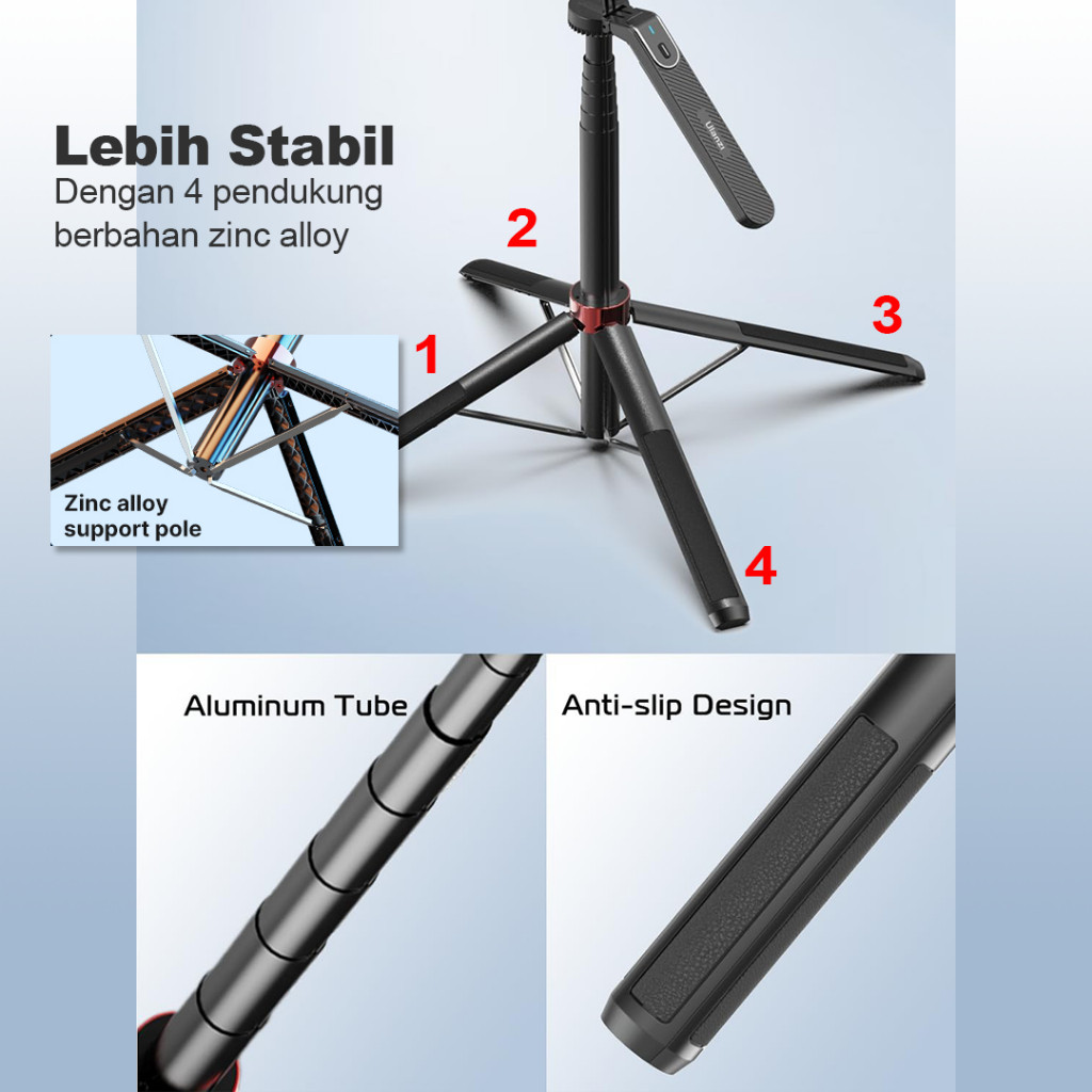 ULANZI MA-09 Selfie Stick with Remote for Action Cam & Smartphone