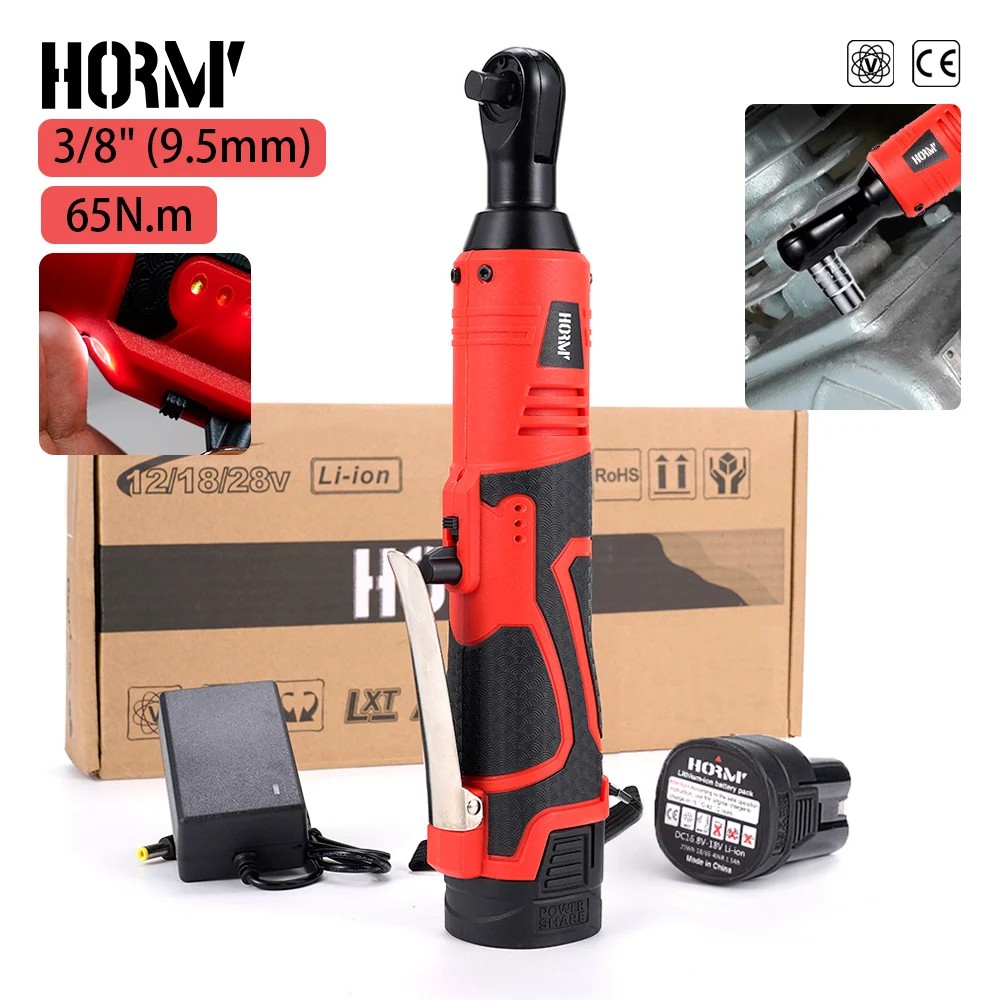 18V Impact Wrench Cordless Rechargeable Electric Wrench 3/8 Inch Right Angle Ratchet Wrenches Impact