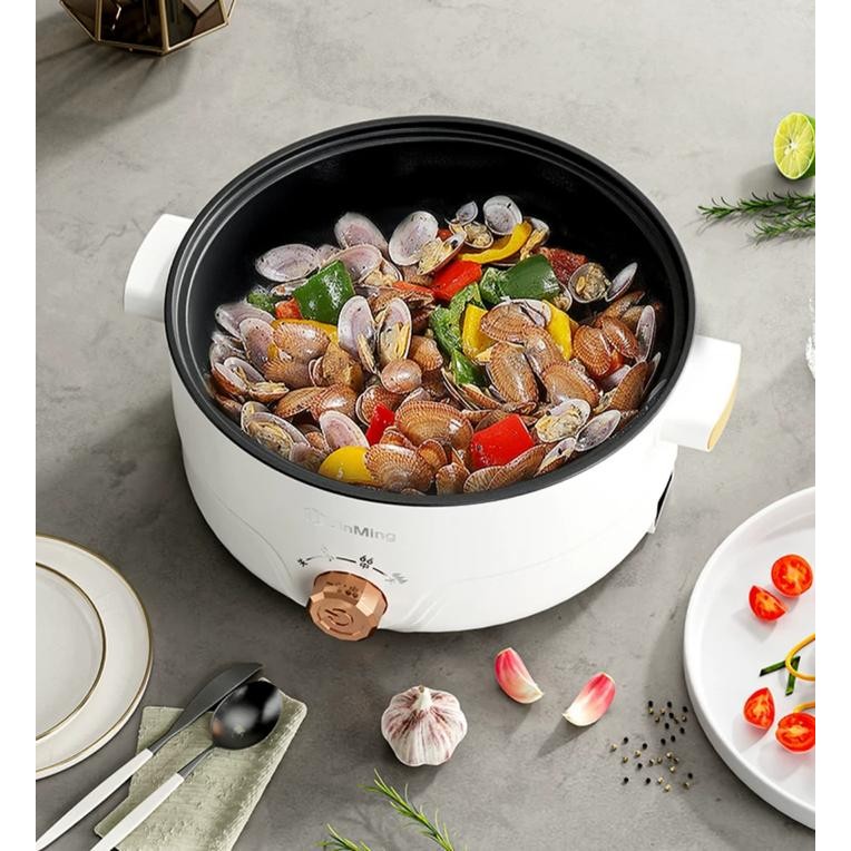 Panci masak listrik serbaguna 22cm rose/Alat masak nasi goreng tumis bakar serbaguna