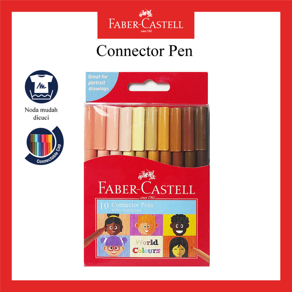 

Konektor Pen Faber Castell / Spidol Warna Faber Castell 10 Warna / Connector Pen Skin Tone Set 10
