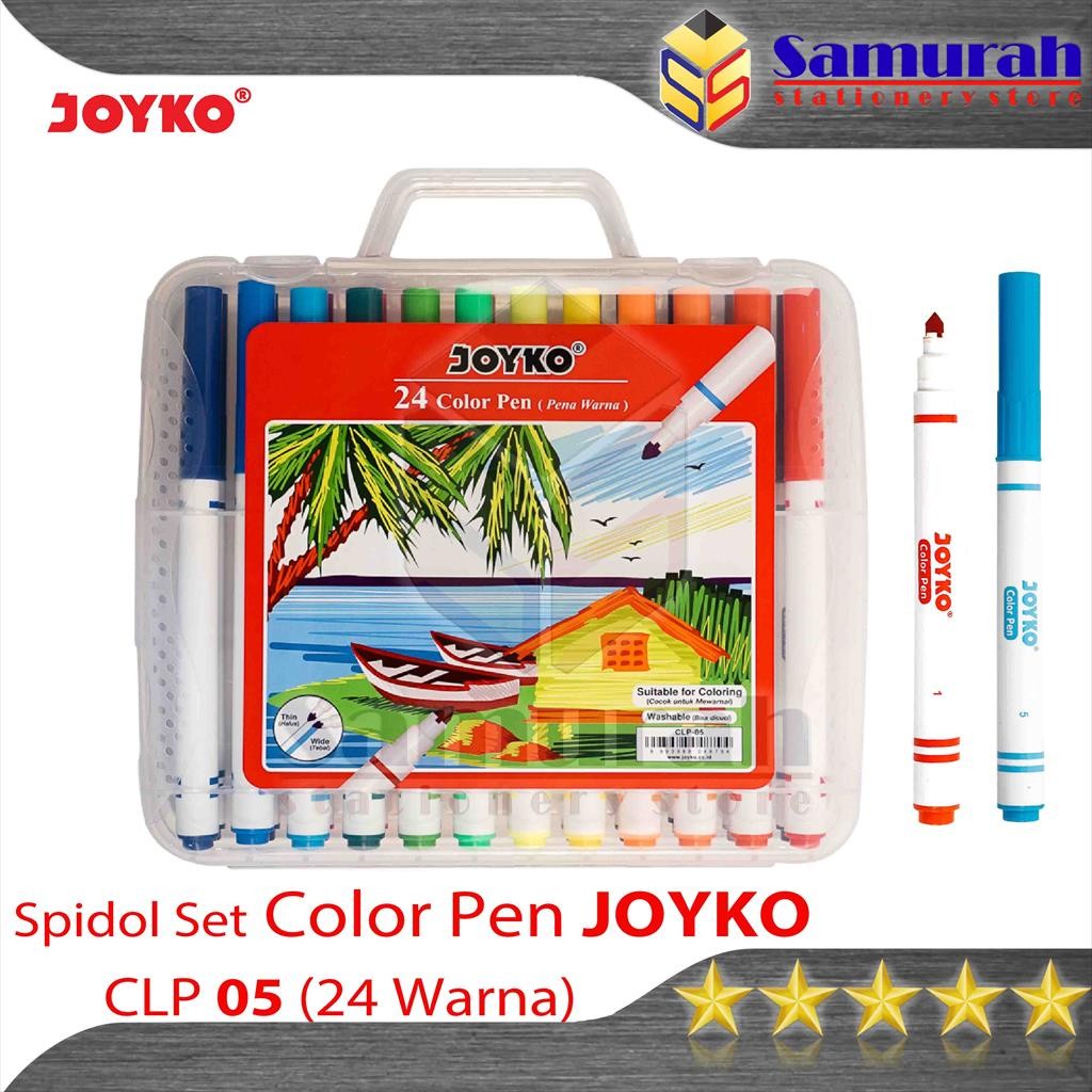 

Spidol Set Joyko 24 Warna CLP 05 / Color Pen CLP-05 Hard Case 24 Colors Washable / Pena Warna Bisa