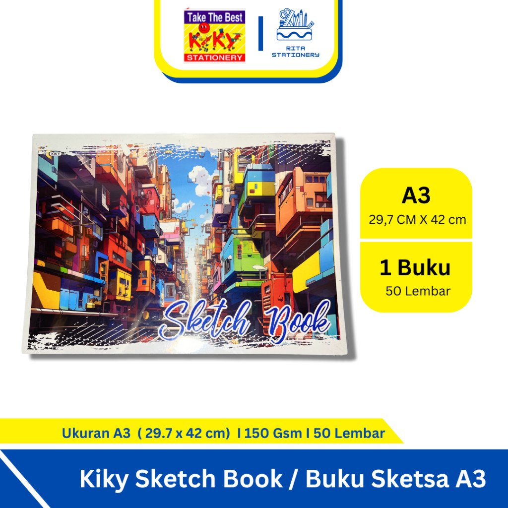 

Kiky Sketch Book / Buku Sketsa ukuran A3 (29.7 x 42 cm) - Satuan WE!!