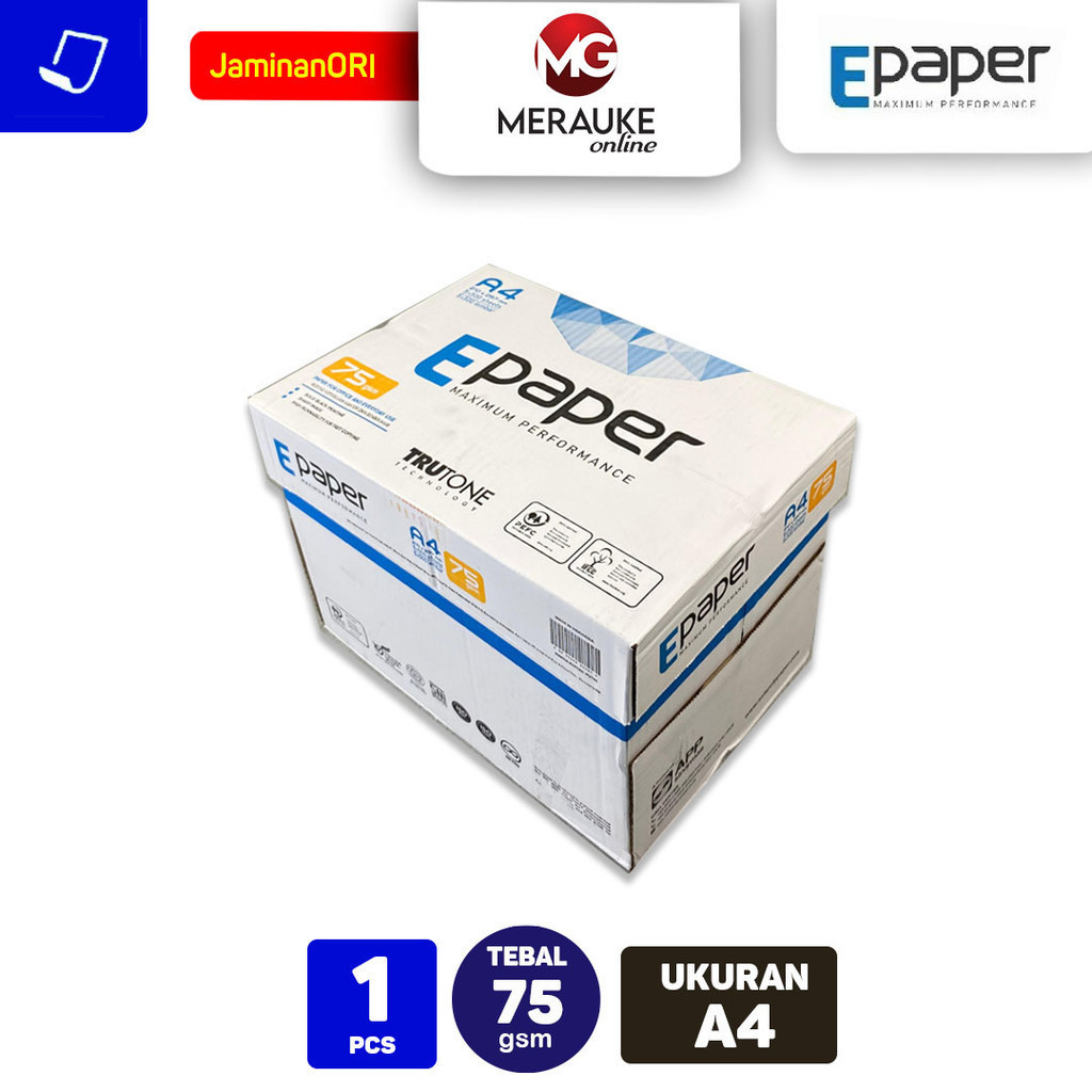 

Kertas HVS E-Paper A4 75gsm Isi 500 Lembar