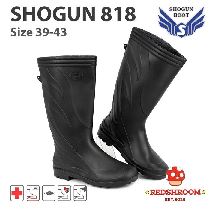 

Terlaris Sepatu Boot Tinggi Shogun 818 Hitam Boots Karet Lokal Kuat Ringan Anti Slip Air Proyek