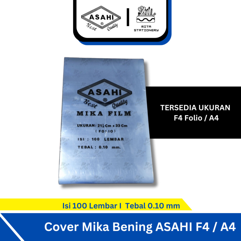 

Asahi Mika Plastik Cover Jilid F4 Folio / A4 1 Pack isi 100 - Clear Bening Tebal 0.10 Micron