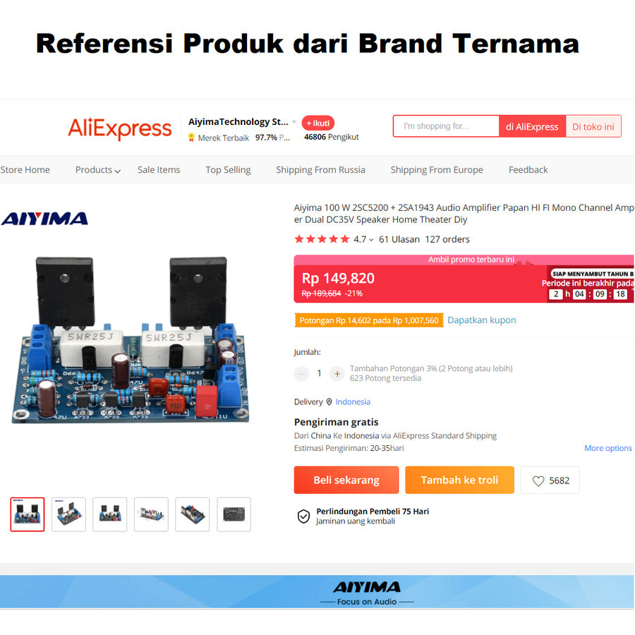 Modul HIFI Power Amplifier Final 100W OCL SOCL Subwoofer Home Theater - DIY