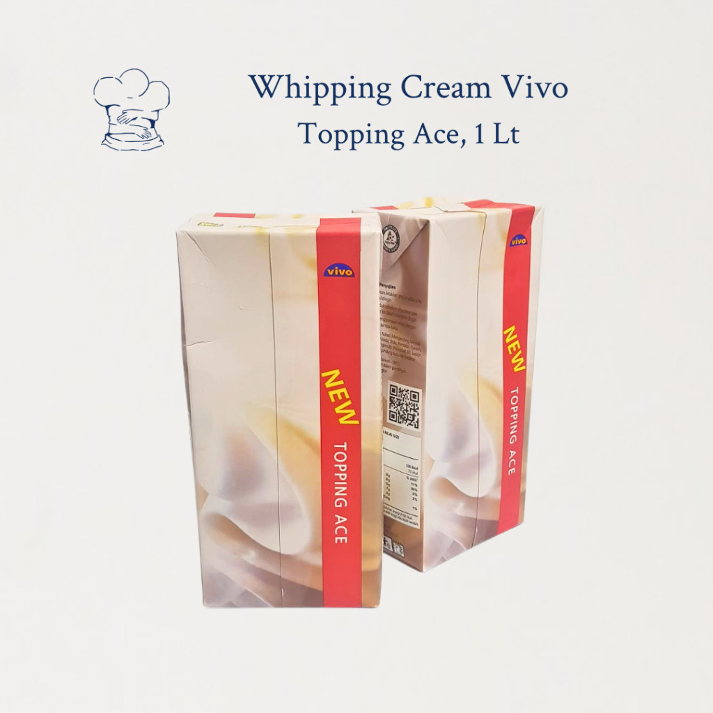 

Vivo Whipping Cream / Vivo Topping Ace 1L Krim Kocok Serbaguna untuk Kue & Minuman