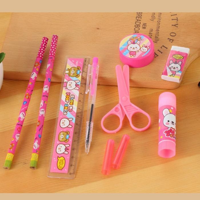 

Set alat tulis stationery alat tulis 7in1 dan 5in1 lucu pensil penggaris pulpen rautan penghapus