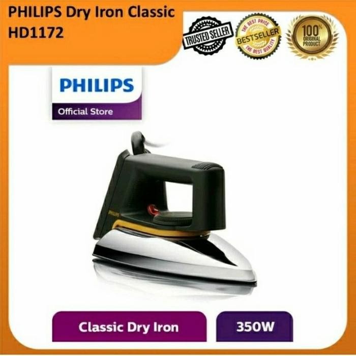 TERBARU Setrika Philips Classic HD1172 Gosokan Philips HD 1172 Garansi Resmi