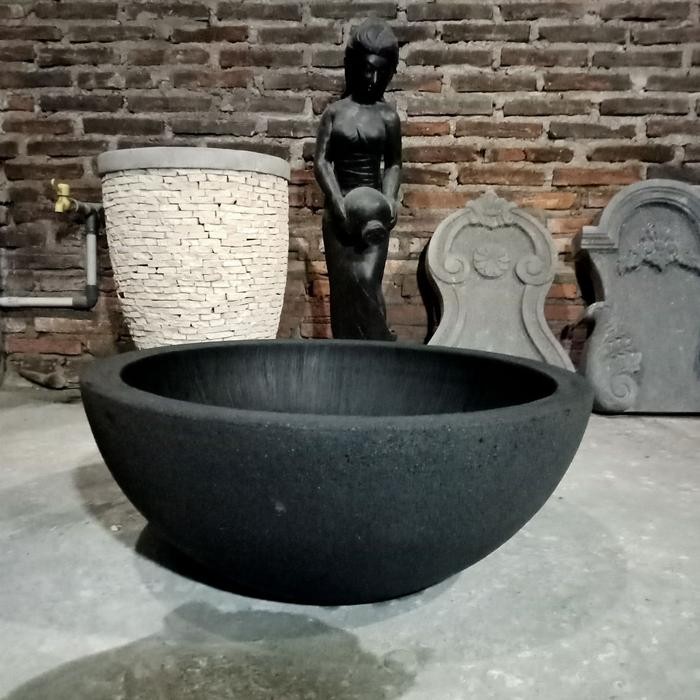 Pot Bunga Teratai Batu Lava