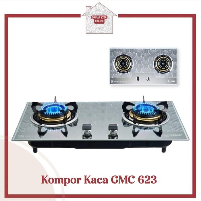 GMC Kompor Kaca 2tk /Kompor Gas 2 Tungku GMC Kaca Tempered Glass / Kompor Gas Tanam / Kompor 2