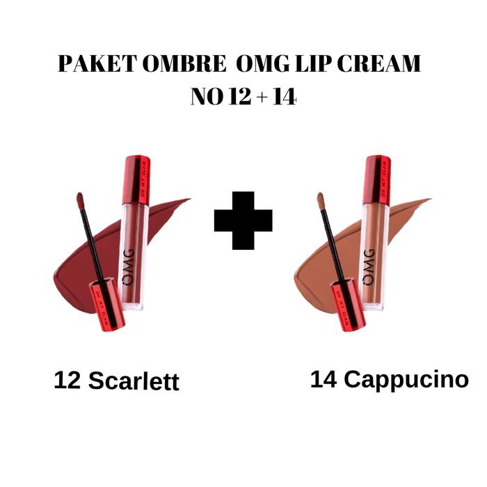Best Ombre  Omg Lip Cream No 14 Cappucino + 12 Scarlett Terlaris