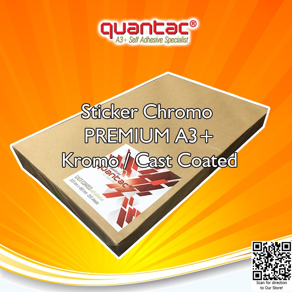 

Quantac Sticker Chromo PREMIUM A3+ Kromo Gloss Digital Print Laser Toner spt Bontak Ecer 20 Lembar