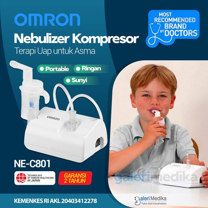 Nebulizer Omron NE-C801 Rechargeable Original Berkualitas Terapi Pernapasan Gratis Ongkir Portable Y