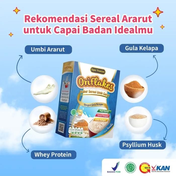 

JTTOP" ORIFLAKES SEREAL SLIM UNTUK DIET MEREDAKAN ASAM LAMBUNG 350 GRM GRANOLA OATMEAL VANILLA