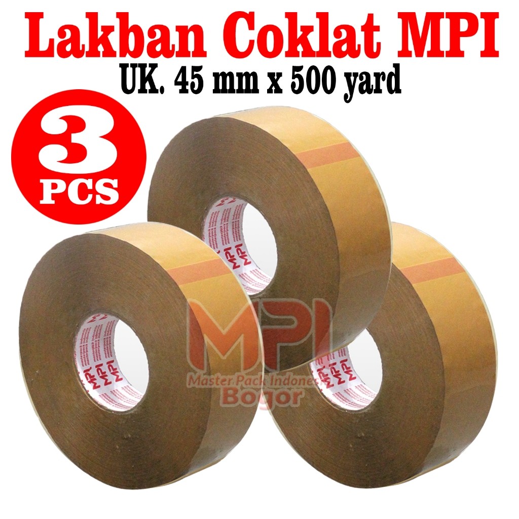 

3 PCS - Lakban Coklat JUMBO MPI 45 mm x 500 yard - Lakban Packing - Master Pack Indonesia Bogor