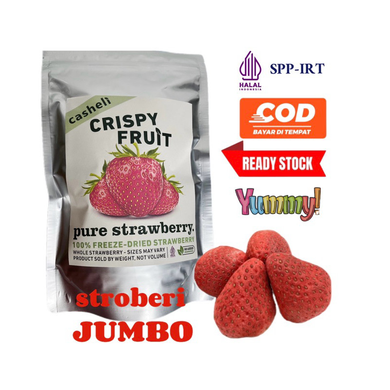 

CASHELI CRISPY FREEZE-DRIED STRAWBERRY JUMBO SIZE STROBERI HIGH QUALITY 90G FOOD TERLARIS