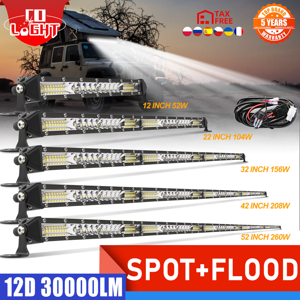 IMPORT CO LIGHT Super Slim 12V 24V Off Road LED Bar Spot Flood Combo LED Light Bar/Work Light