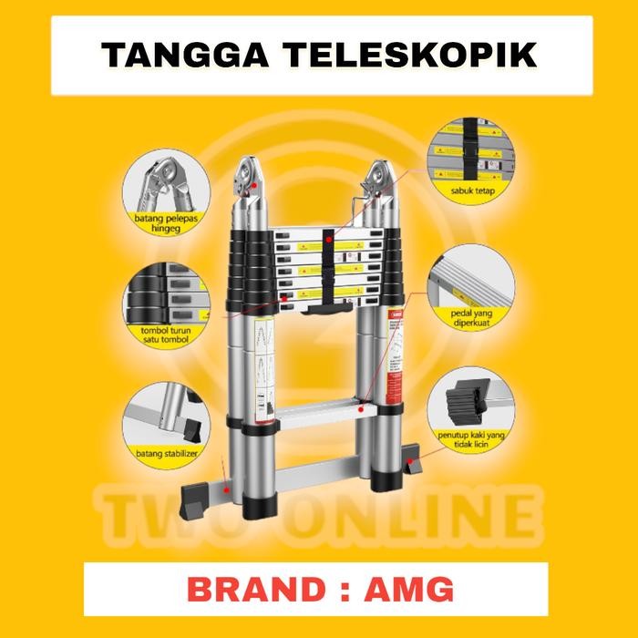 Tangga Lipat Aluminium Teleskopik 5M Double Telescopic Ladder 5 Meter Promo