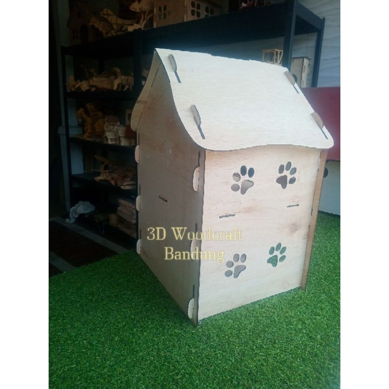 Kandang Rumah Kucing Kayu 2 Tingkat Murah Albasia Aman