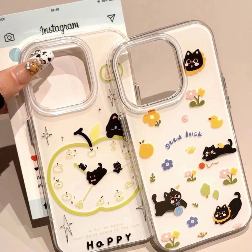 Anti Shock Gaya Ins Jam Kucing Hitam Case VIVO Y05 V70 FE Y400 Y19s Pro V50 Lite Y29 V40 Lite Y03 Y1