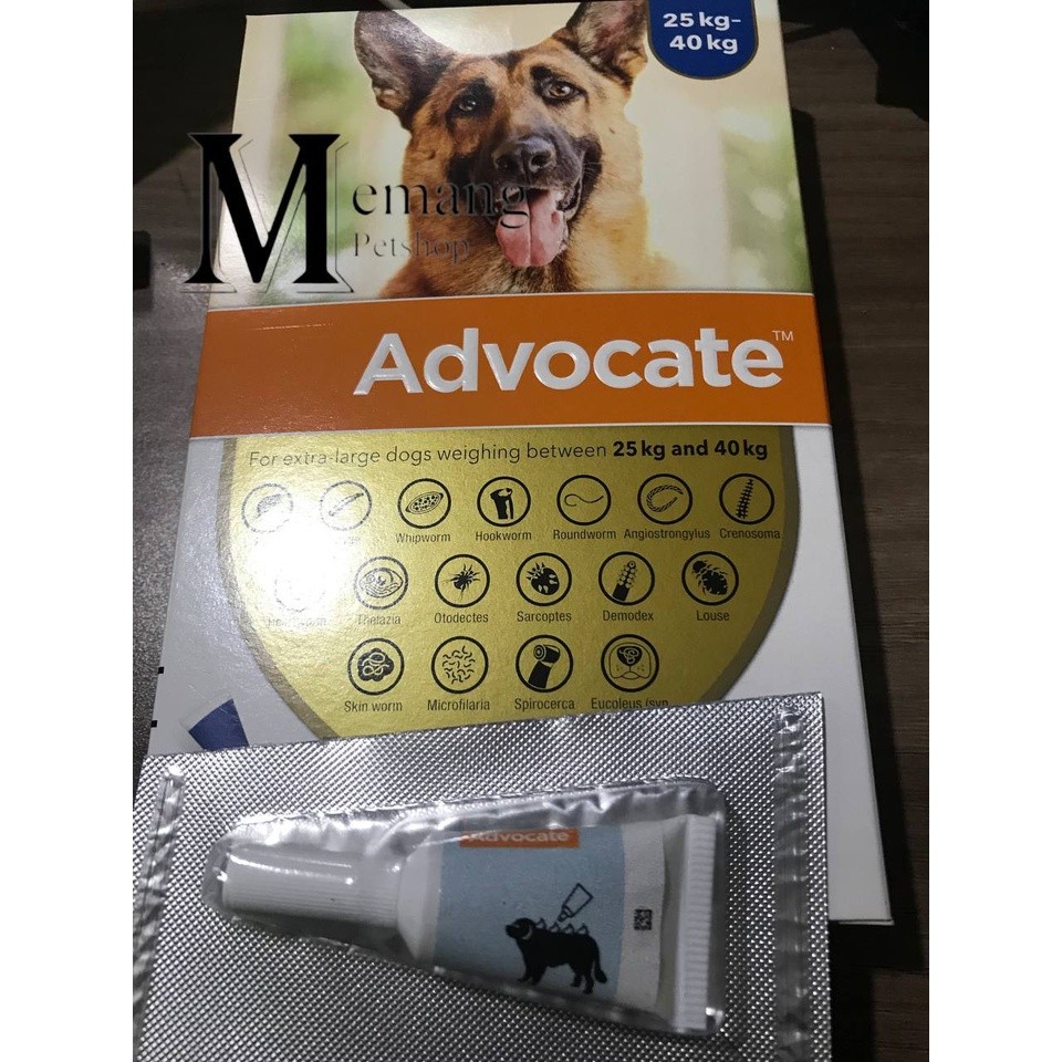 Advocate Dog XL 1 Tube - Obat Kutu - Cacing Anjing 25 - 40Kg