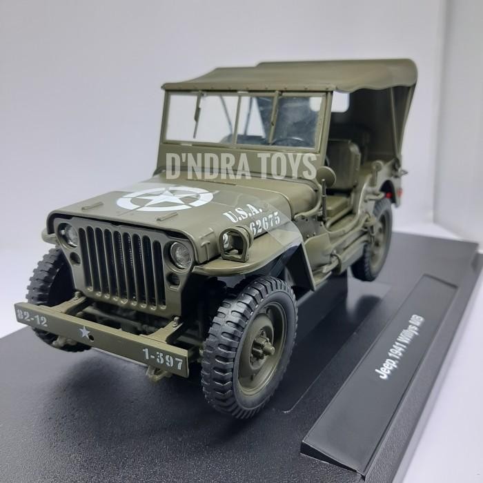 Diecast Miniatur Mobil Jeep 1941 Willys MB Miniatur Jip Welly 1:18