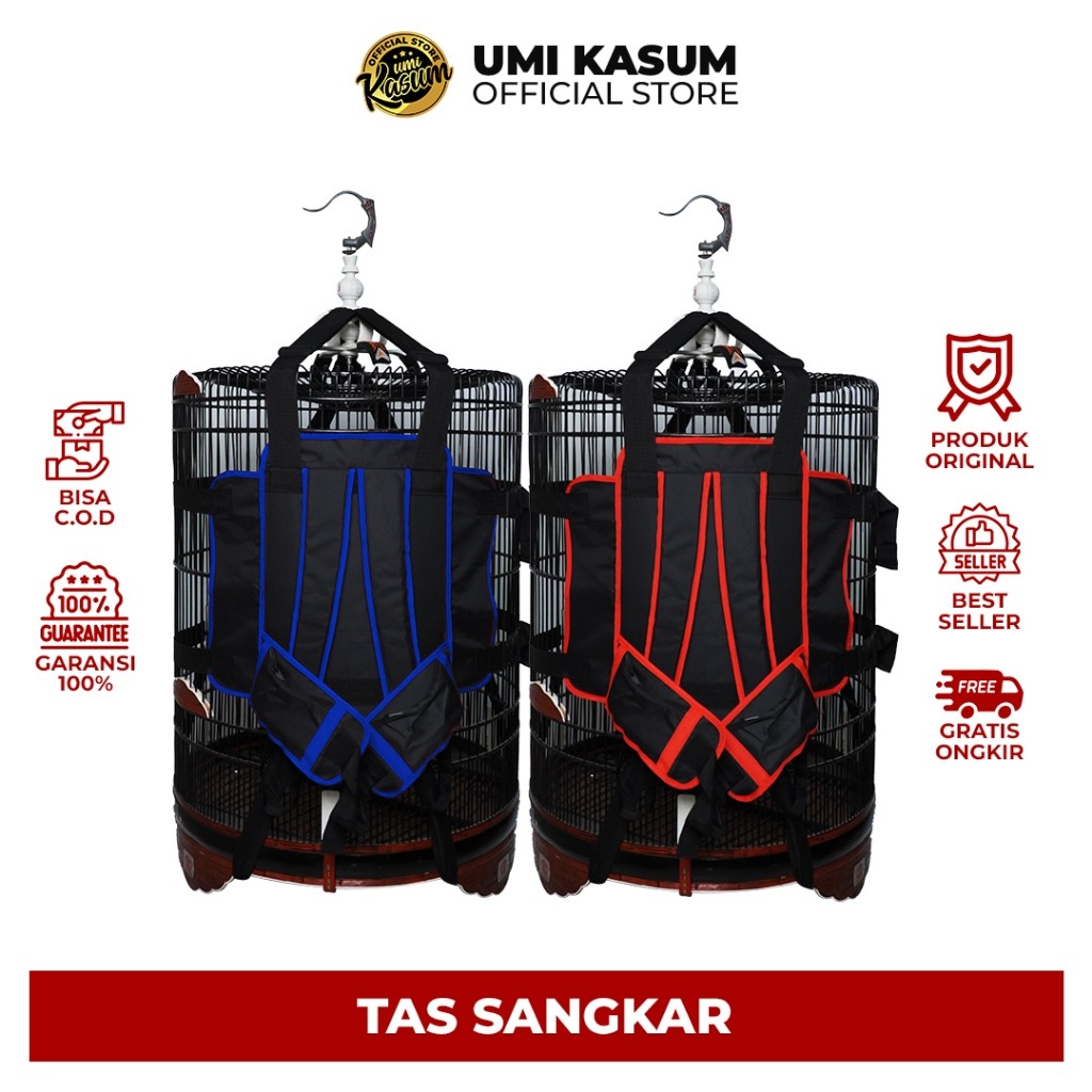 Tas Sangkar Burung Umi Kasum Multifungsi Kandang Kotak dan Bulat Tas Gendong Burung Murai Kacer