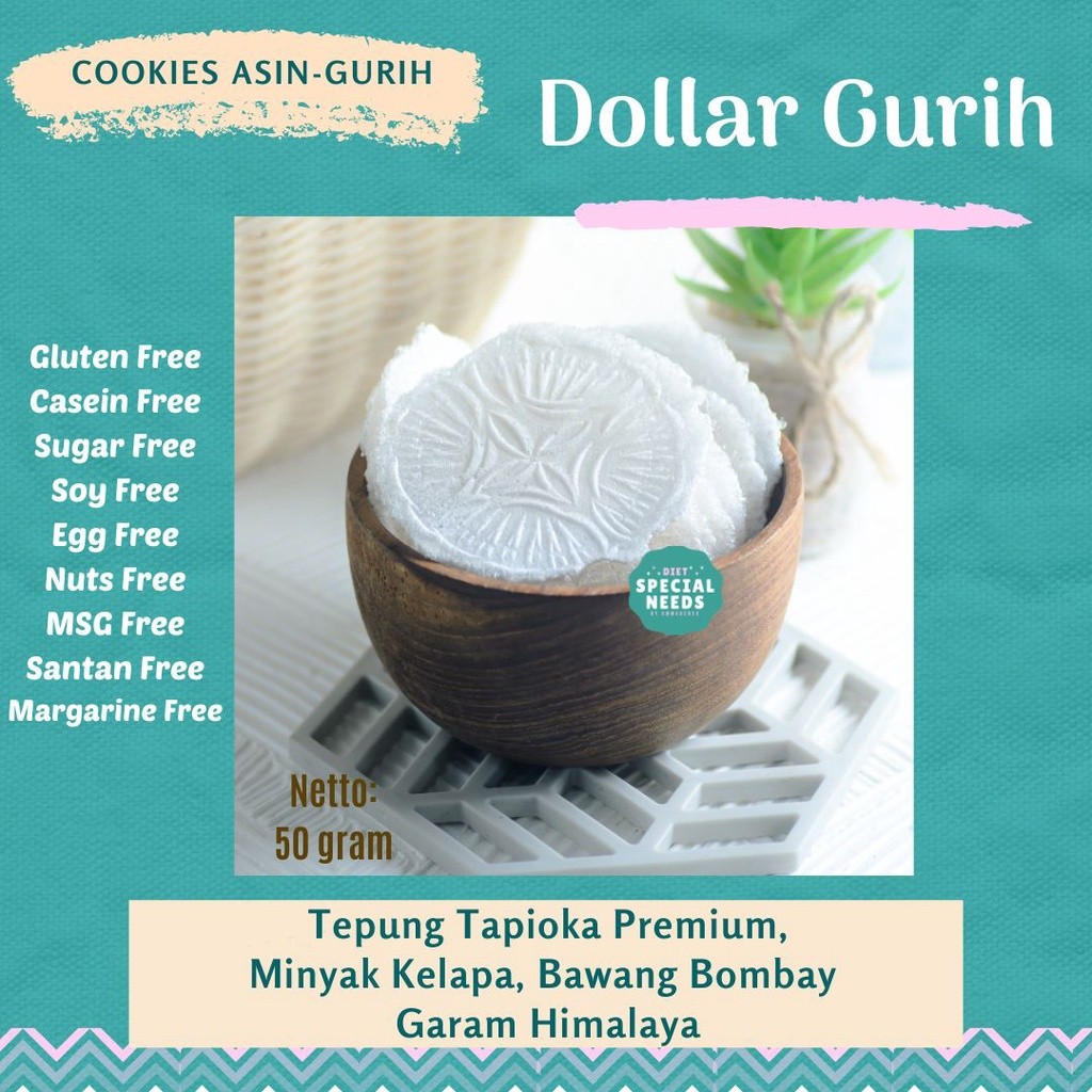 

Dollar Gurih - Gluten Free Sugar Free Egg Free Dairy Free Margarine Free Santan Free - Diet Special