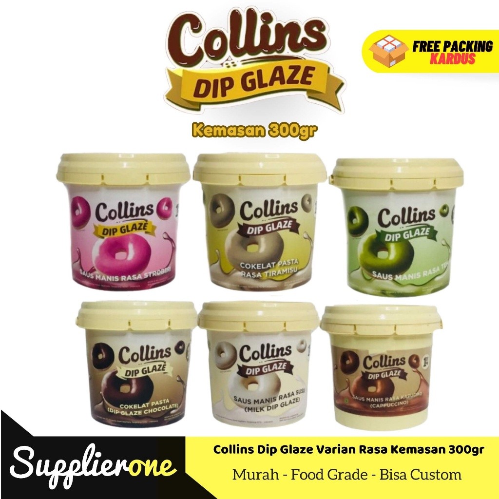 

Collins Dip Glaze 300gr / Toping Donat Collins / Selai Donat / Collins Selai Donat
